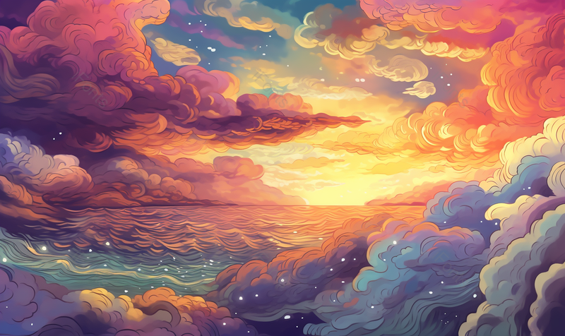 古风天空云朵日出日落晚霞朝阳海浪纹插画,插画/手绘图,插画/手绘图库,插画/手绘图下载,插画/手绘